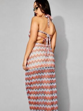 DOLLS KILL x Poster Girl Sunset Splash Crochet Cut-Out Maxi Dress Size 1X NWT